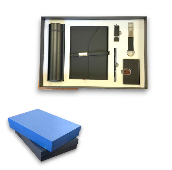 coffret ( note book a5+stylo+porte carte visite +porte cle+usb+b.ther) ref:2538