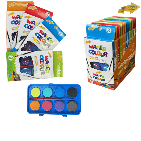 peinture water couleur 8pcs + pinceau réf : fb-0317 / fabo