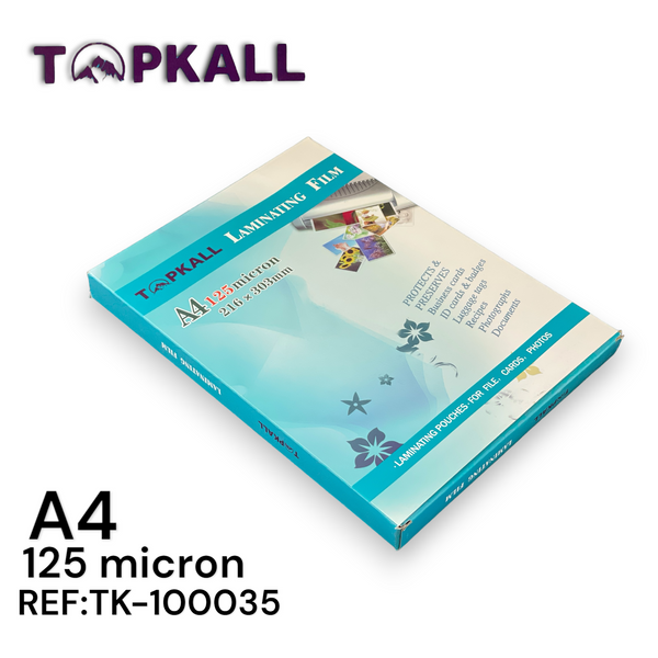 papier lamination poches film A4 125mic 216*303mm - 100pcs  Réf. TK-100035  -TOPKAL