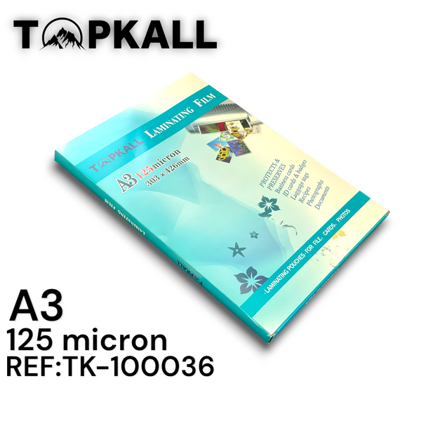 papier lamination poches film A3 125mic 303*426mm - 100pcs réf. TK-100036   TOPKAL