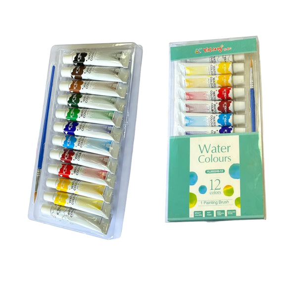 peinture gouache 12 tubes en couleur + pinceau ref : yl202249-12 / yalong to go