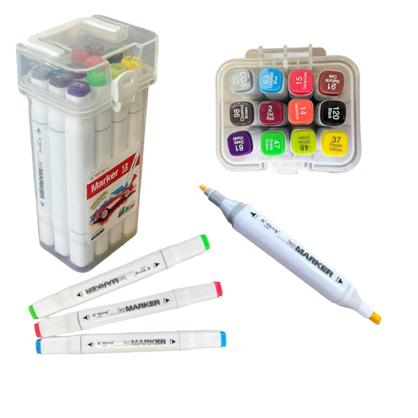 feutre promarker 12pcs (boite) ref : yl205109-12 / yalong