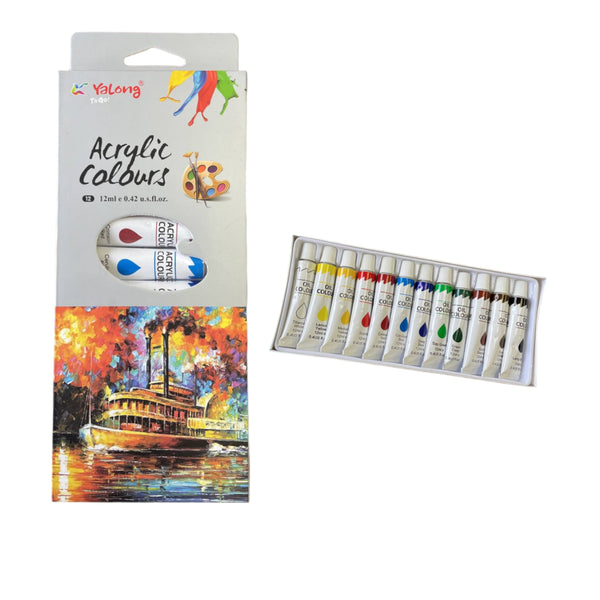 peinture gouache acrylique 12 tubes 12ml réf : yl21011-12 / yalong to go