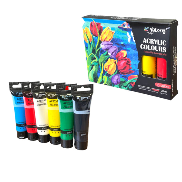 peinture acrylic colours 6 tubes 30ml ref : yl212213-30 yalong to go