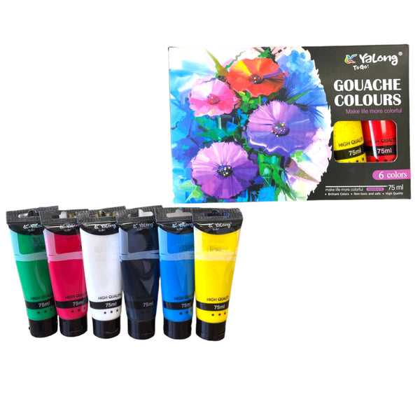 peinture acrylic colours 6 tubes 75ml ref : yl212213-75 yalong to go