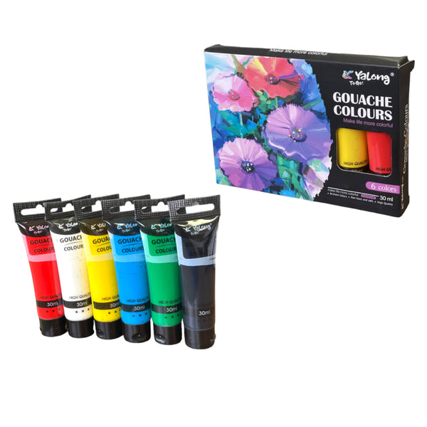 peinture gouache colours 6 tubes 30ml ref : yl212215-30 yalong to go